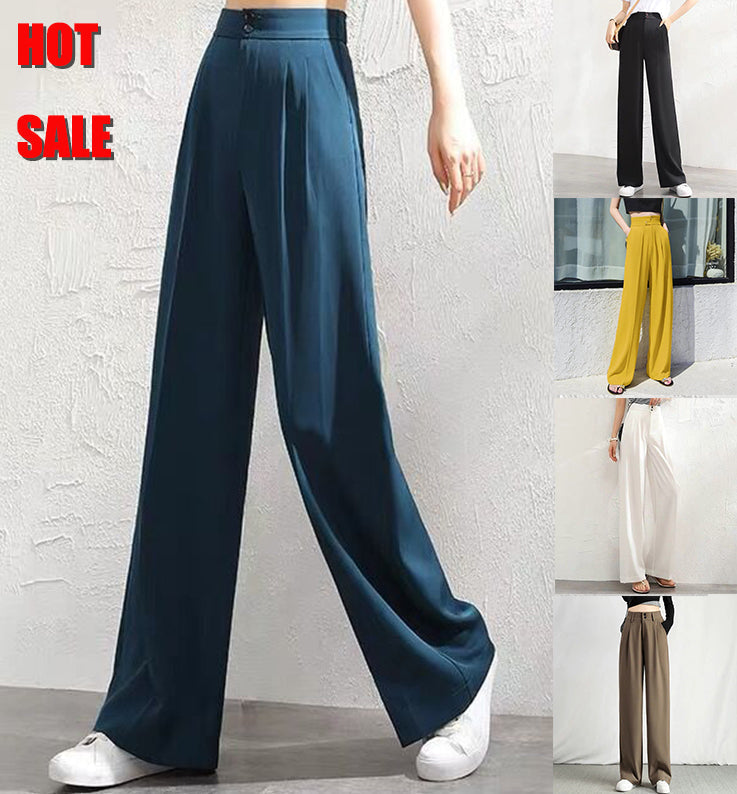 Women's solid color long-sleeved casual wide-leg trousers fashionable two-piece set