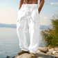 Men’s Breathable Linen Cargo Pants with Multi-Pockets