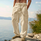 Men’s Breathable Linen Cargo Pants with Multi-Pockets