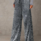 💖LAST DAY SALE 50% OFF🥰Women's Sequin Sparkle Wide Leg Pants with Elastic Waistband