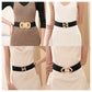 【Factory direct sales】Women's Vintage Gold Buckle High Elastic Leather Belt