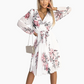 💃Women's V-Neck White Floral Dress With Belt