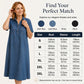 👗 60% OFF NOW! 👖 Casual Pocket Denim Midi Shirt Dress – Soft denim & relaxed fit – Functional pockets, perfect for everyday casual – comfortable and versatile ✨🌸