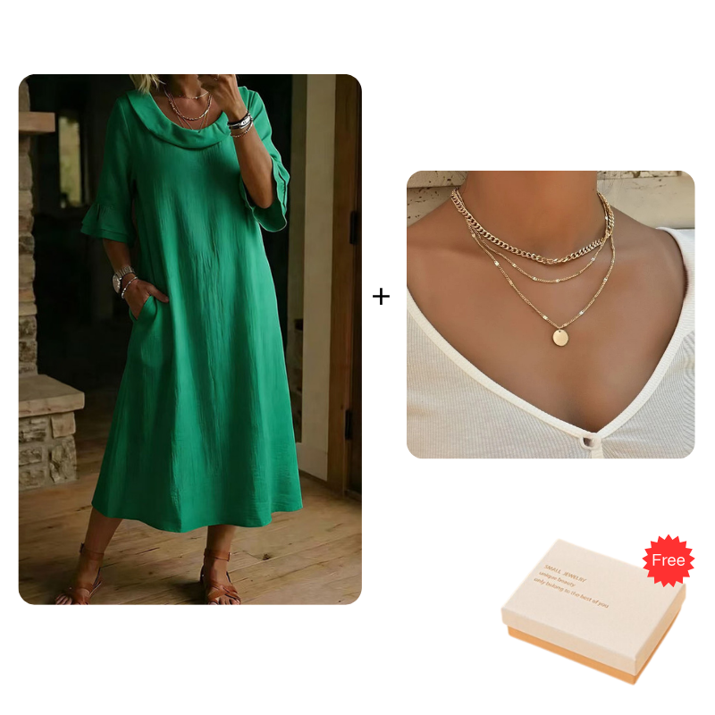 Dark green_Dress & Necklace