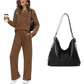 🥳2026 HOT SALE🥳💞60K+ SOLD!✨Women's Crew Neck Top & Drawstring Pants Set3