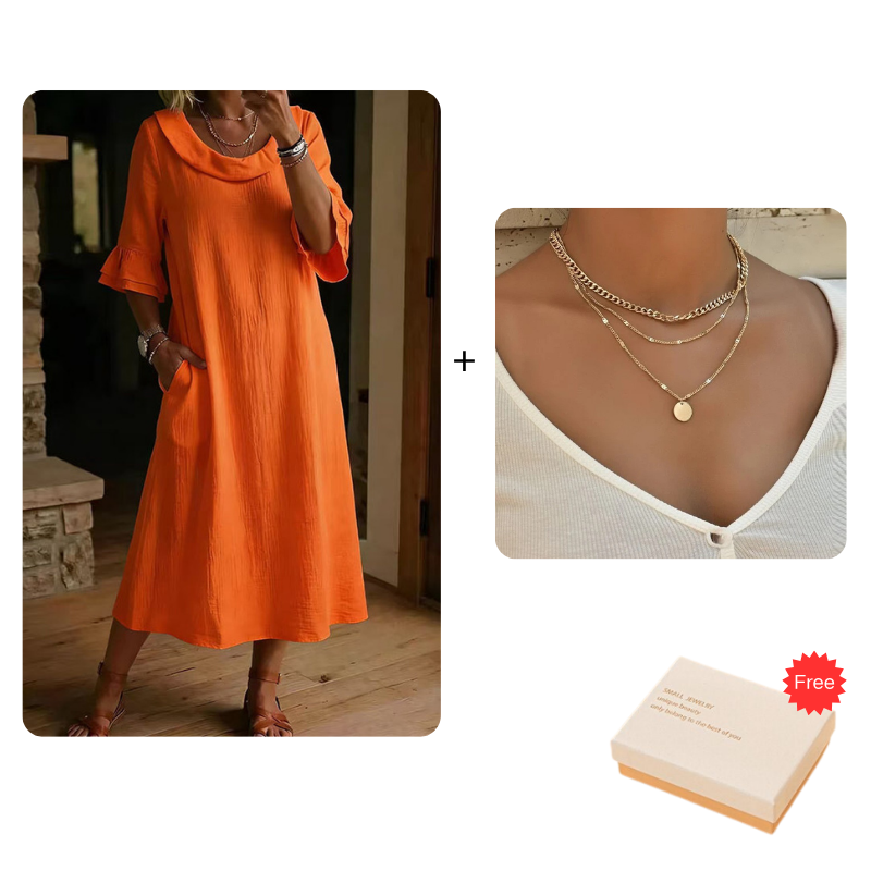 Orange red_Dress & Necklace