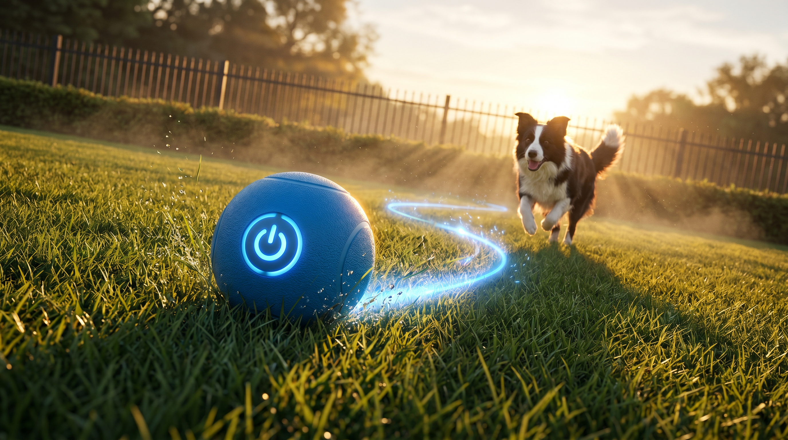 Smart pet ball and dog outdoors