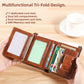💼🔒Genuine Top Grain Leather RFID Blocking Trifold Wallet for Men - 11 Slots