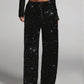 💖LAST DAY SALE 50% OFF🥰Women's Sequin Sparkle Wide Leg Pants with Elastic Waistband