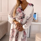 💃Women's V-Neck White Floral Dress With Belt