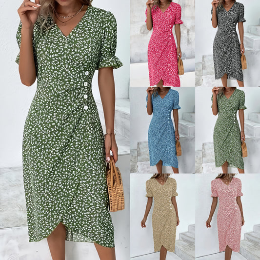 🌷49% OFF🍃Women's floral v-neck printed dress