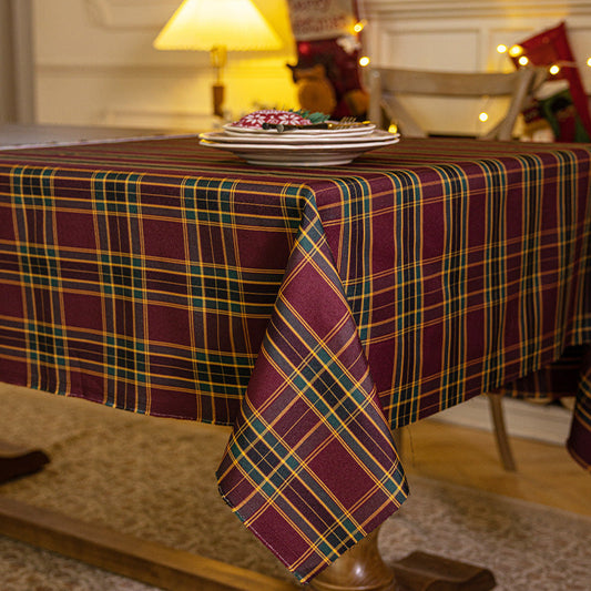 Christmas Atmosphere Green and Red Classic Plaid Tablecloth