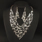 Gift Choice - Sparkling Beaded Silk Scarf Shaped Necklace Earrings Set