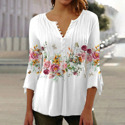 🔥2024 New Bestsellers🔥Women's printed V-neck shirt