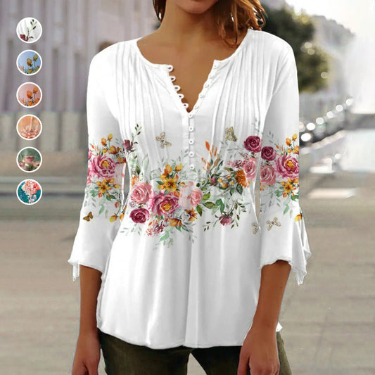 🔥2024 New Bestsellers🔥Women's printed V-neck shirt