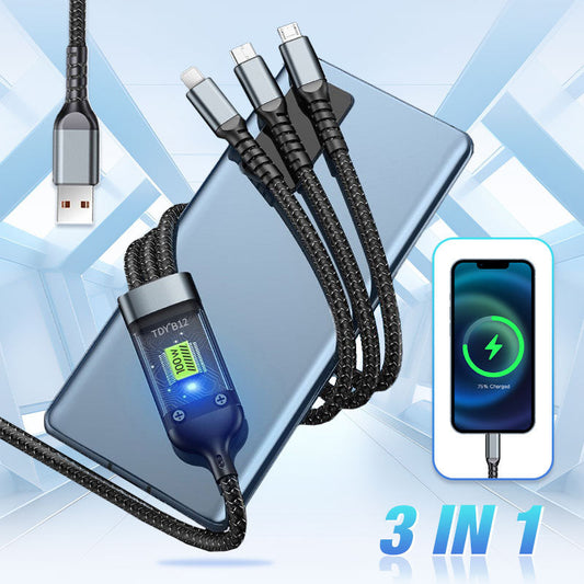 ⏳Transparent Luminous 3-in-1 Fast Charging Cable