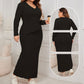 💞Best comfort💞Women's Elegant Irregular Hem Long Sleeve and Wrap-hip Skirt Suit