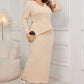 💞Best comfort💞Women's Elegant Irregular Hem Long Sleeve and Wrap-hip Skirt Suit