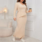 💞Best comfort💞Women's Elegant Irregular Hem Long Sleeve and Wrap-hip Skirt Suit