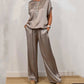 💕Women's Coton mercerisé Short Sleeve Top & Pants 2-Piece Set💕