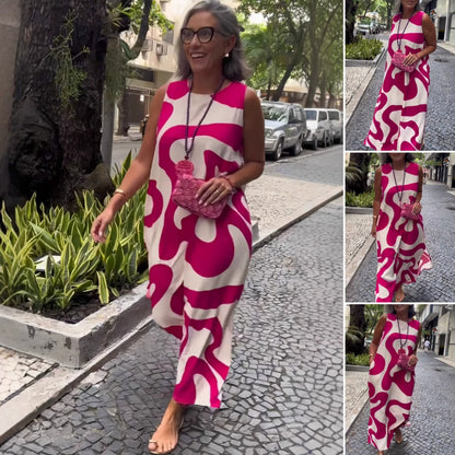 🔥Factory Direct Sales🔥Round Neck Printed Sleeveless Casual Fashion Dresses