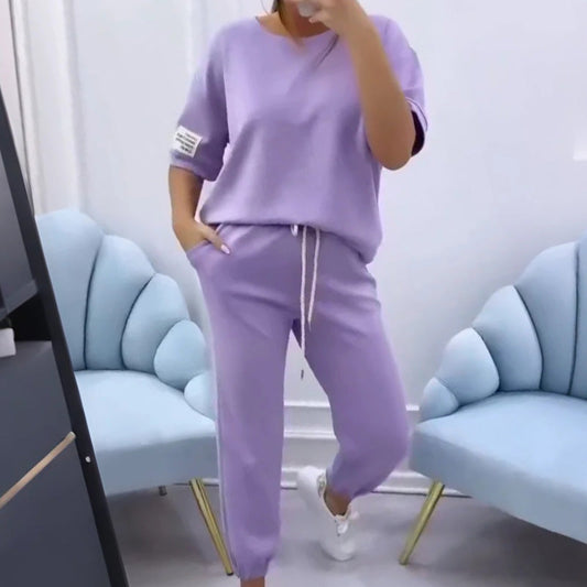 ⏳Time-limited Special⏰Women's Casual Solid Color Top & Pants Set