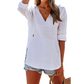 💕Wardrobe Essentials🔥Women's Solid V-Neck Long Sleeve Hooded Top with Pocket