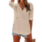 💕Wardrobe Essentials🔥Women's Solid V-Neck Long Sleeve Hooded Top with Pocket