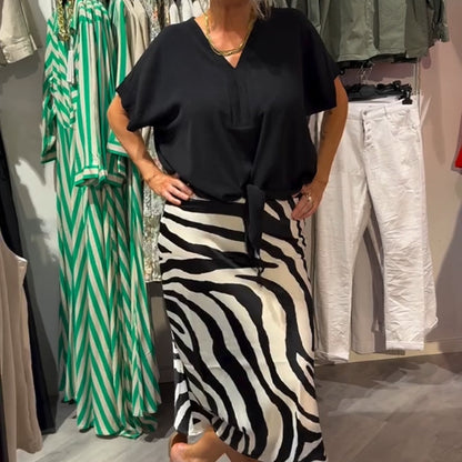 ⏳Time-limited Special⏰Women's Knot Front Blouse & Midi Skirt Casual Set🔥Factory Direct Sales🔥