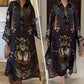 Women’s Printed V-Neck Loose Long-Sleeve Maxi Dress【Factory Direct Sales】