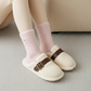 3Pairs Women's Plush Mink Socks with Bow Embroidery