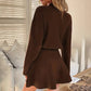 Women's Mock Neck Knit A-Line Mini Dress