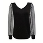 Women's Sparkle V-Neck Sheer Sleeve Top