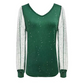 Women's Sparkle V-Neck Sheer Sleeve Top