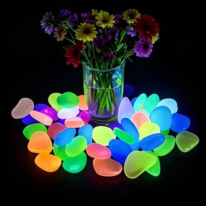 🥳2026 HOT SALE🥳💞60K+ SOLD!🌈🌙 1000PCS Glow-in-Dark Pebbles – Vibrant multicolor, eco-friendly resin. Safe for kids & pets. Transform your garden into a starry night sky. A enchanting gift. 🎁🕊️