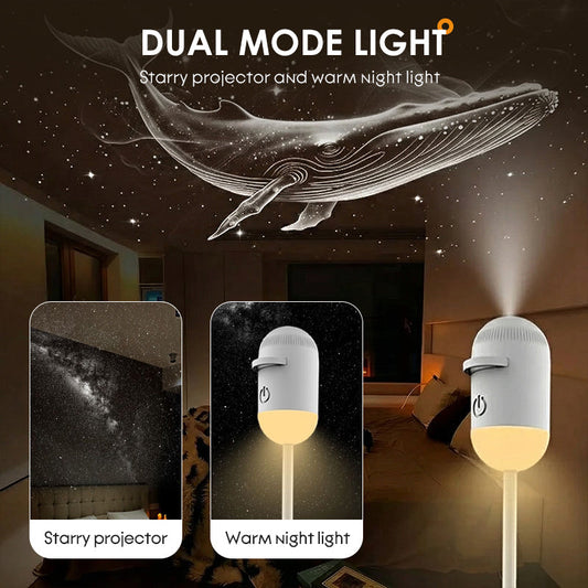 🌌Plug-and-Play HD Galaxy & Ocean Projector Night Light🥳– Dual Modes, Interchangeable Films & USB Powered