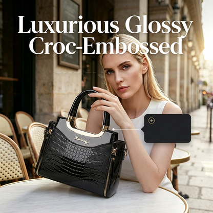 💎New Hot Sale✨Women's Vintage Glossy Crocodile-Patterned Leather Handbag – Chic, Spacious & Effortlessly Elegant