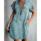 ⌛Limited-Time Offer⏰-Women's Loose-Fitting Collared Zipper Denim Dress with Pockets