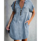 ⌛Limited-Time Offer⏰-Women's Loose-Fitting Collared Zipper Denim Dress with Pockets
