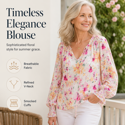 🌸💐Women's Floral-Print Breathable V-Neck Top