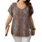 ⏰Last Day Sale 57% Off💃Women's T-shirt with leopard pattern, loose fit, V-neck