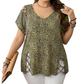 ⏰Last Day Sale 57% Off💃Women's T-shirt with leopard pattern, loose fit, V-neck
