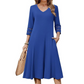 💯High quality☀️👗Top Pick - V-Neck Midi Dress – Relaxed Fit & Soft Drape for Any Occasion