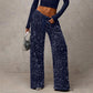 💖LAST DAY SALE 50% OFF🥰Women's Sequin Sparkle Wide Leg Pants with Elastic Waistband