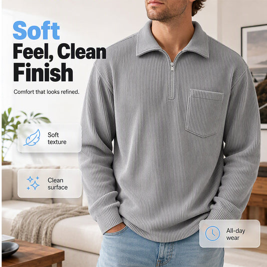 ⌛Limited-Time Offer🛍️Men's Casual Ribbed Half Zip Sweater