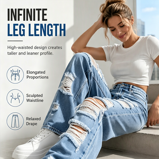 ⏰ Last Day Sale 58% Off | Women's Distressed High-Rise Wide-Leg Jeans