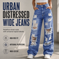 ⏰ Last Day Sale 58% Off | Women's Distressed High-Rise Wide-Leg Jeans