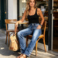 💖 Latest Design | Women's Stretch Slim-Fit Jeans with Button-Hem Detail