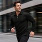 ✨ Polished Comfort | Men's Textured Half-Zip Long-Sleeve T-Shirt