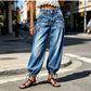 👖 Shape It Your Way | Women's High-Waisted Adjustable-Hem Barrel Jeans